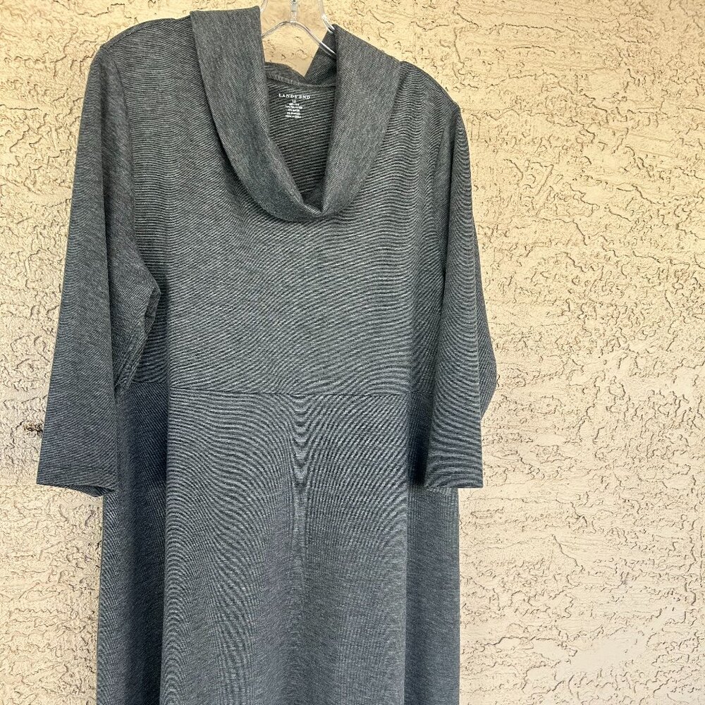 Lands End 3/4 sleeve Gray Dress